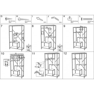 Regał loft na nóżkach Net 75x35x132cm orzech / czarny Signal
