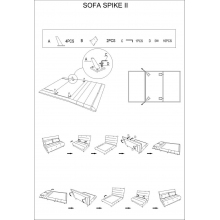 Sofa welurowa rozkładana Spike II 147cm szary / buk Signal Signal