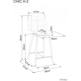 Krzesło barowe welurowe pikowane Chic Velvet 60 zielone Signal 2