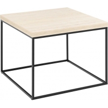Stolik kwadratowy Barossa 60x60cm beżowy trawertyn / czarny Actona