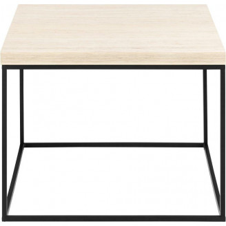 Stolik kwadratowy Barossa 60x60cm beżowy trawertyn / czarny Actona