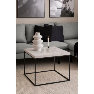 Stolik kwadratowy Barossa 60x60cm biały marmur / czarny Actona