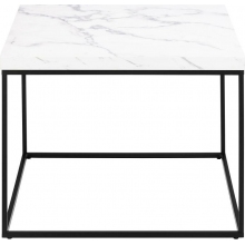 Stolik kwadratowy Barossa 60x60cm biały marmur / czarny Actona