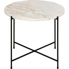 Stolik okrągły marmurowy Avila 52cm H40cm biały marmur / czarny Actona 2