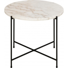 Stolik okrągły marmurowy Avila 52cm H40cm biały marmur / czarny Actona