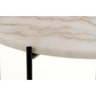 Stolik okrągły marmurowy Avila 52cm H40cm biały marmur / czarny Actona