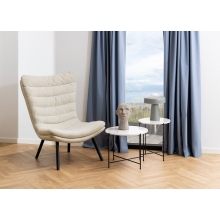 Stolik okrągły marmurowy Avila 52cm H40cm biały marmur / czarny Actona