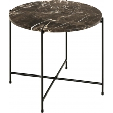 Stolik okrągły marmurowy Avila 52cm H40cm brązowy marmur / czarny Actona