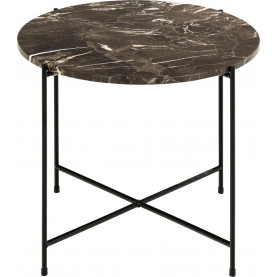 Stolik okrągły marmurowy Avila 52cm H40cm brązowy marmur / czarny Actona 2