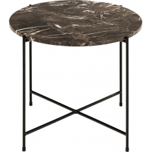 Stolik okrągły marmurowy Avila 52cm H40cm brązowy marmur / czarny Actona