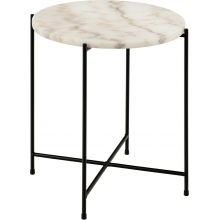 Stolik okrągły marmurowy Avila 42cm H45cm biały marmur / czarny Actona