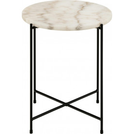 Stolik okrągły marmurowy Avila 42cm H45cm biały marmur / czarny Actona 2