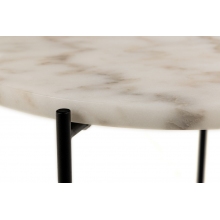 Stolik okrągły marmurowy Avila 42cm H45cm biały marmur / czarny Actona