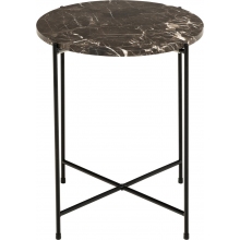 Stolik okrągły marmurowy Avila 42cm H45cm brązowy marmur / czarny Actona