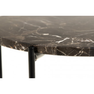 Stolik okrągły marmurowy Avila 42cm H45cm brązowy marmur / czarny Actona