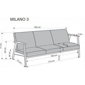 Sofa 3 osobowa prl / vintage Milano 175cm orzech / oliwka Castel 39 Halmar