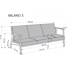 Sofa 3 osobowa prl / vintage Milano 175cm orzech / oliwka Castel 39 Halmar