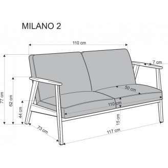 Sofa 2 osobowa prl / vintage Milano 120cm orzech / oliwka Castel 39 Halmar