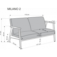 Sofa 2 osobowa prl / vintage Milano 120cm orzech / oliwka Castel 39 Halmar