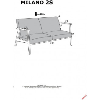 Sofa 2 osobowa prl / vintage Milano 120cm orzech / oliwka Castel 39 Halmar