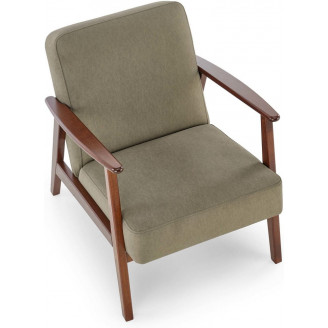Fotel tapicerowany prl / vintage Milano orzech / oliwka Castel 39 Halmar