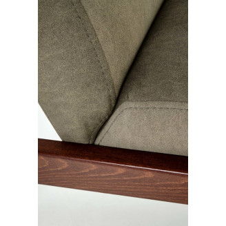 Fotel tapicerowany prl / vintage Milano orzech / oliwka Castel 39 Halmar
