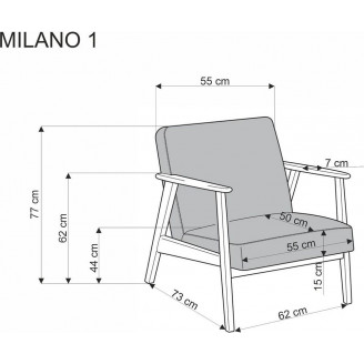 Fotel tapicerowany prl / vintage Milano orzech / oliwka Castel 39 Halmar