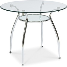 Stół szklany okrągły Finezja 90 przezroczysty/chrom Signal do salonu, kuchni i jadalni.