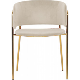 Krzesło welurowe na złotych nogach Evia kremowe 2