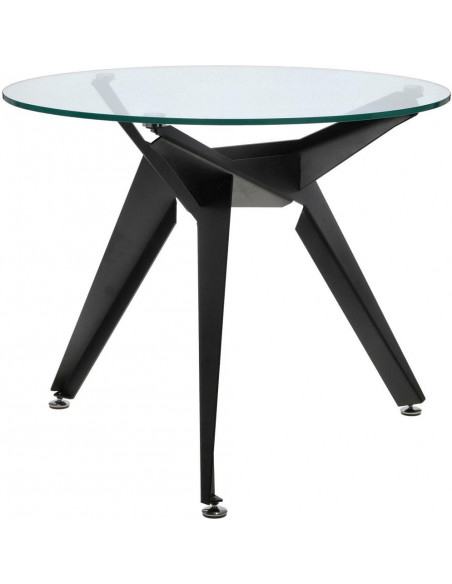 Stół szklany okrągły Troy 90cm transparentny / czarny Intesi