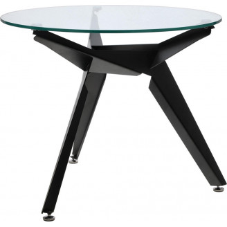 Stół szklany okrągły Troy 90cm transparentny / czarny Intesi