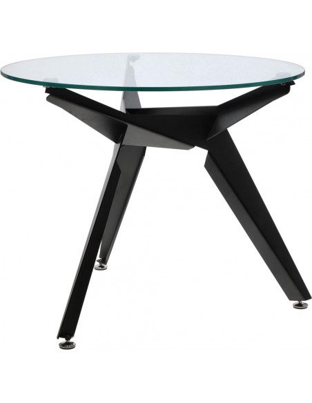 Stół szklany okrągły Troy 90cm transparentny / czarny Intesi