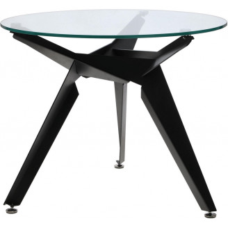 Stół szklany okrągły Troy 90cm transparentny / czarny Intesi
