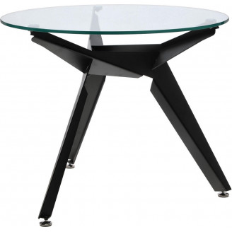 Stół szklany okrągły Troy 90cm transparentny / czarny Intesi