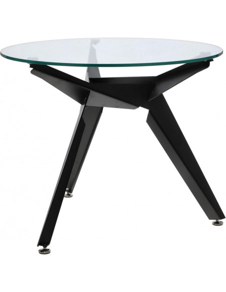 Stół szklany okrągły Troy 90cm transparentny / czarny Intesi
