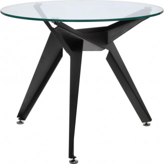 Stół szklany okrągły Troy 90cm transparentny / czarny Intesi