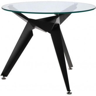 Stół szklany okrągły Troy 90cm transparentny / czarny Intesi