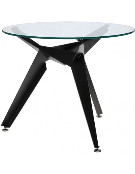 Stół szklany okrągły Troy 90cm transparentny / czarny Intesi