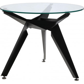 Stół szklany okrągły Troy 90cm transparentny / czarny Intesi