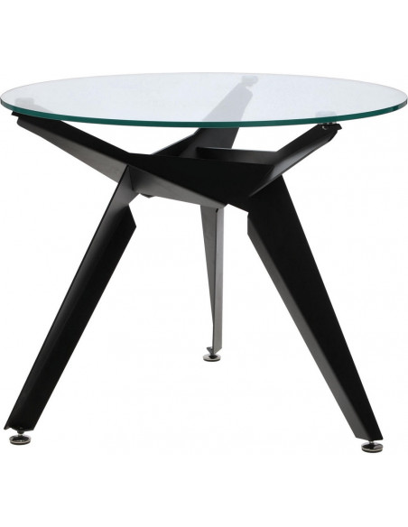 Stół szklany okrągły Troy 90cm transparentny / czarny Intesi