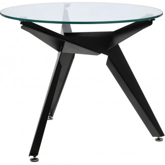 Stół szklany okrągły Troy 90cm transparentny / czarny Intesi