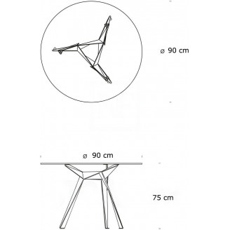 Stół szklany okrągły Troy 90cm transparentny / czarny Intesi