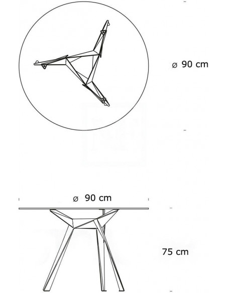 Stół szklany okrągły Troy 90cm transparentny / czarny Intesi