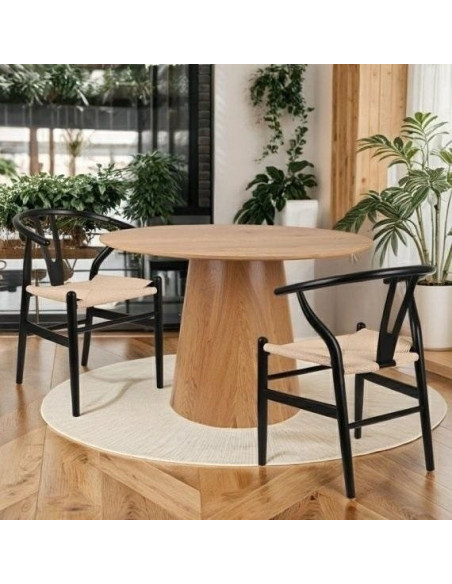 Stół okrągły fornirowany na jednej nodze Soleilo 80cm dąb Intesi