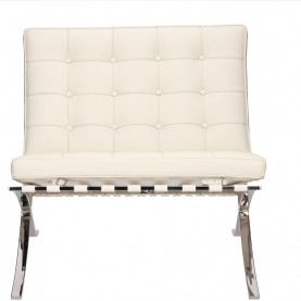 Designerski Fotel skórzany pikowany BA1 biały D2.Design do salonu i sypialni. 2