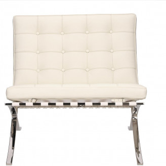 Designerski Fotel skórzany pikowany BA1 biały D2.Design do salonu i sypialni.