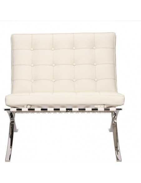 Designerski Fotel skórzany pikowany BA1 biały D2.Design do salonu i sypialni.