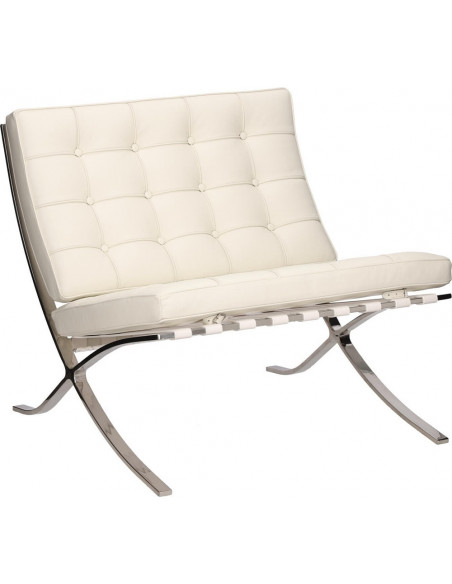 Designerski Fotel skórzany pikowany BA1 biały D2.Design do salonu i sypialni.