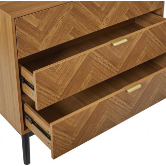 Komoda z 3 szufladami na nóżkach w jodełkę Felix 90x49cm Intesi