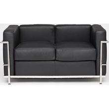 Stylowa Sofa skórzana 2 osobowa Kubik 130 czarna TP D2.Design do salonu, poczekalni i kawiarni.
